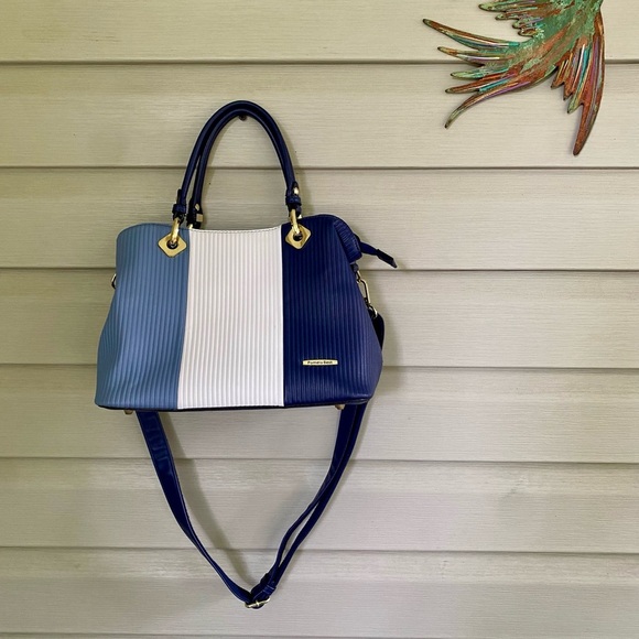 POMELO BEST Neapolitan handbag PU leather shoulder bag crossbody blue purse EUC - Picture 2 of 16